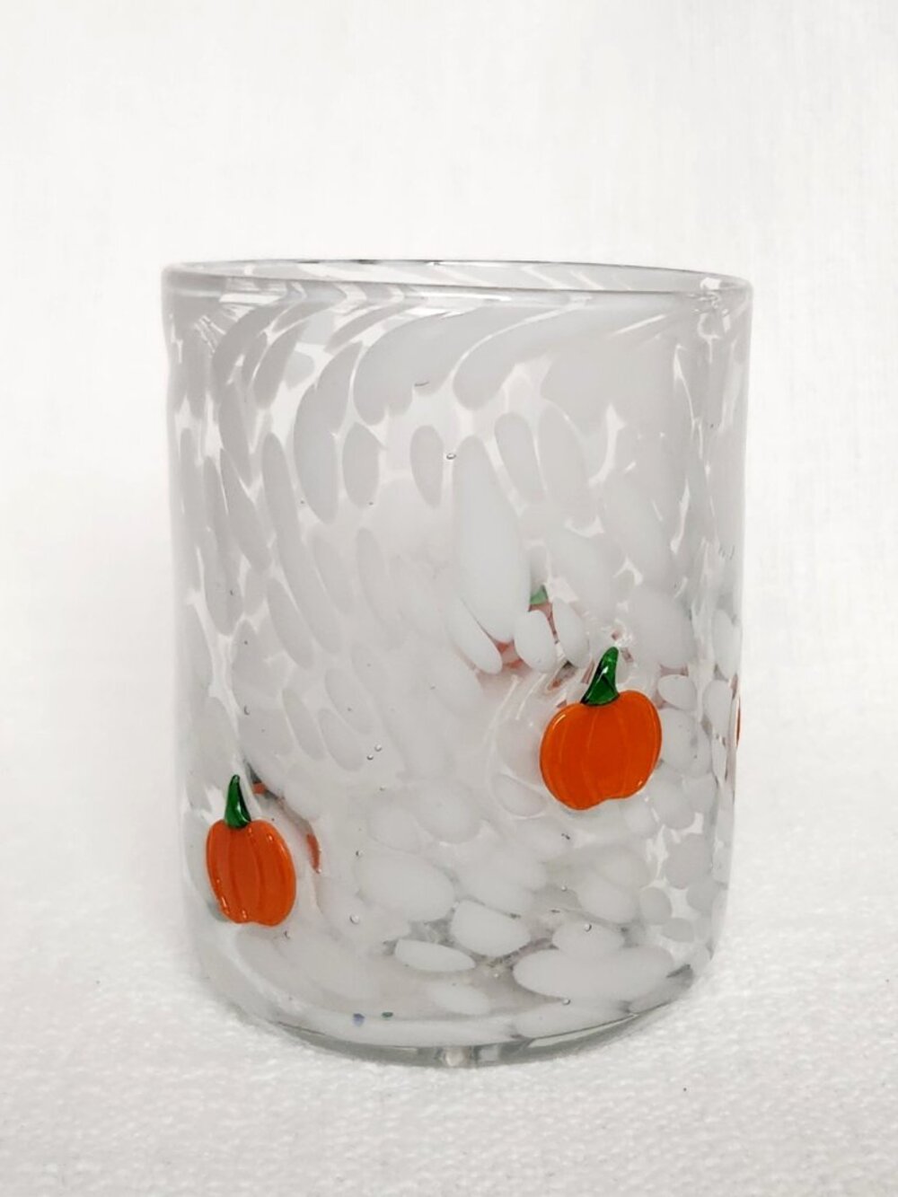 Anthropologie Halloween Mystic Icon Juice Glass - Orange Pumpkin on White - New